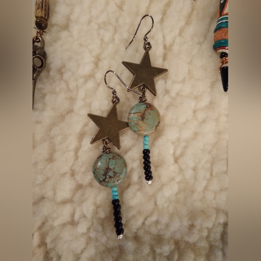 Turquoise Star Dangle Earrings